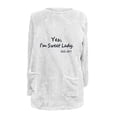 thumbnail image 4 of lcziwo Womens Sherpa Pullover Fuzzy Fleece Sweatshirts Oversized Crewneck Tunic Sweatshirt Letter Print Loungewear Thermal Tops with Pockets White L, 4 of 5