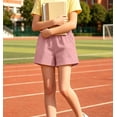 thumbnail image 3 of SHTXOZHI Solid Color Shorts for Girls Elastic High Waisted Shorts Cute Tie Casual School Uniform Shorts with Pockets, 3 of 8