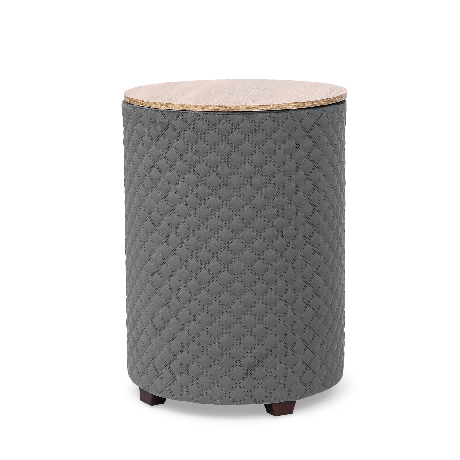 Homebeez Velvet Round Storage Ottoman Footrest Stool Coffee Table Toy