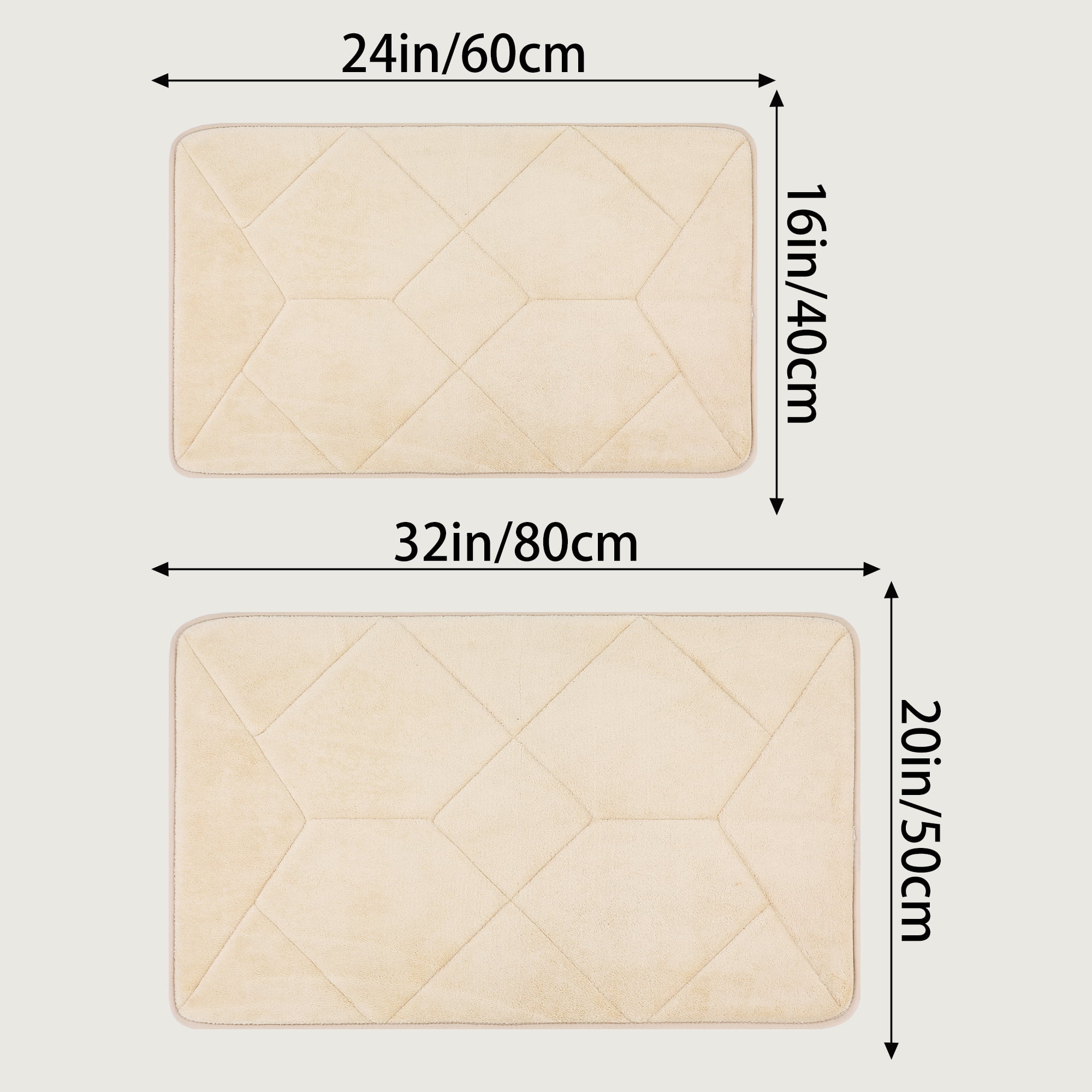Unique Bargains Memory Foam Quick Dry Washable Non Slip Rugs Khaki 16" x 24"