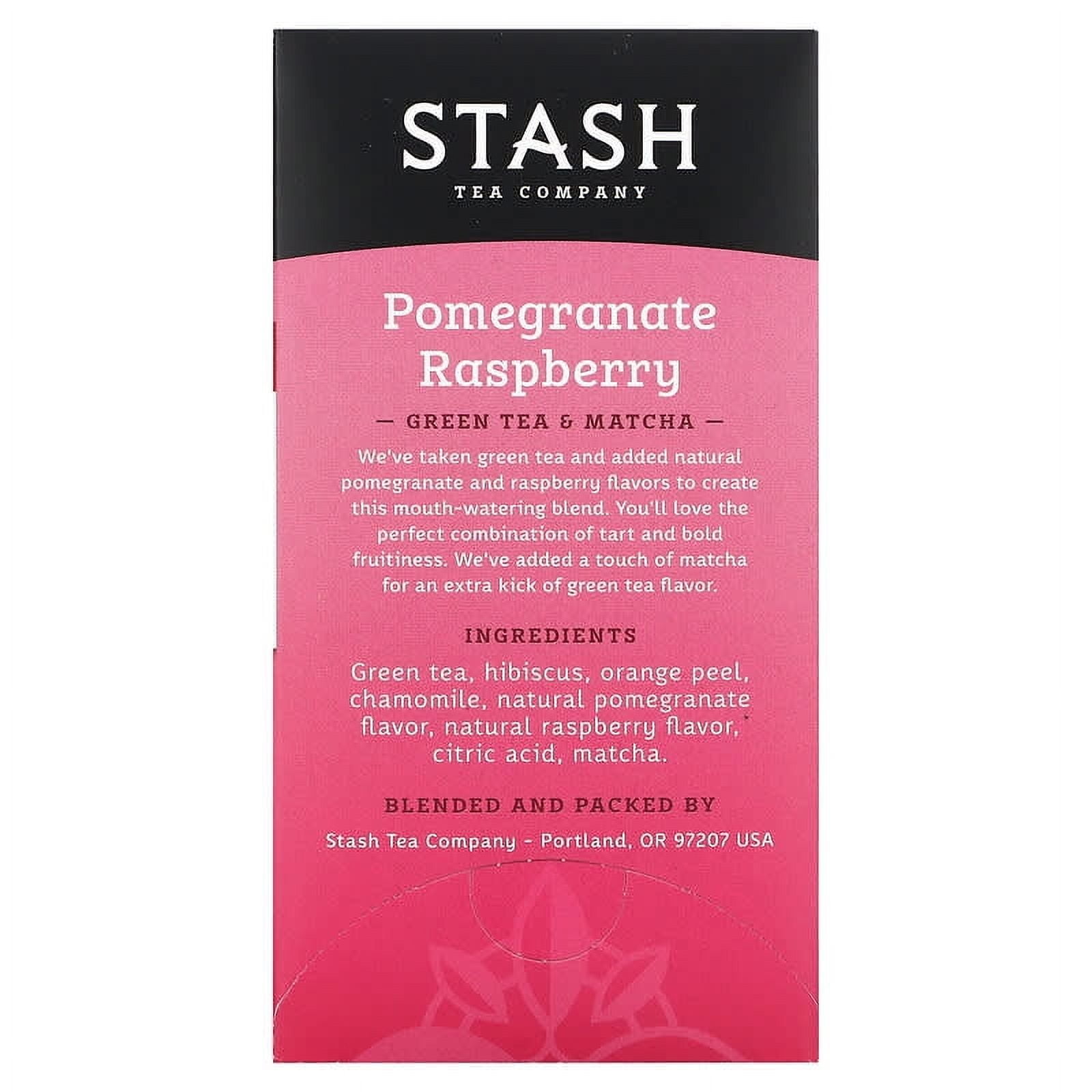 Stash Tea, Green Tea & Matcha, Pomegranate Raspberry, 18 Tea Bags, 1.2 oz Pack of 3