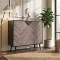 thumbnail image 3 of 31.5" Storage Cabinet with Pattern, Sideboard Buffet Cabinet with Storage, Modern Accent Cabinet with 2 Doors for Dining Room Entryway, Grey Grain, 3 of 8