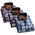 thumbnail image 1 of Txeol Men's Fleece Lined Button Down Checkered Shirts Fall Winter Warm Sherpa Long Sleeve Plaid Shacket Jackets with Pockets,Blue,M, 1 of 7