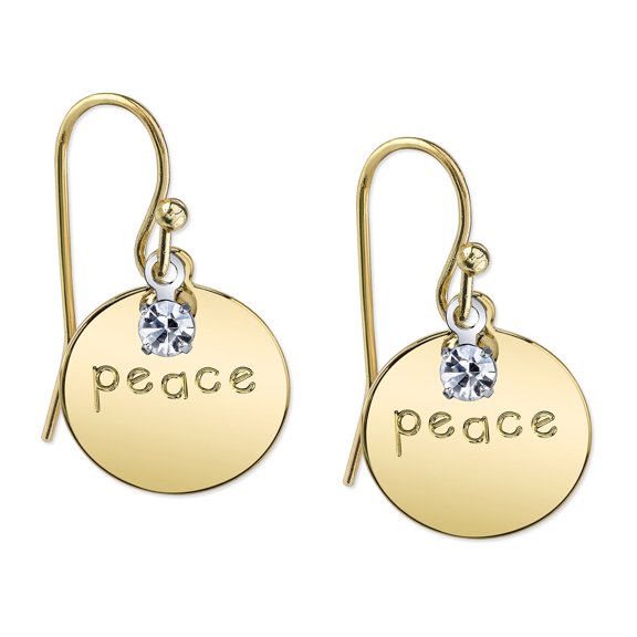 1928 Jewelry Women's Round Clear Crystal Sentiments Drop Earrings