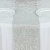 Efavormart 10"x108" Shiny Silver Crystal Rhinestone DIY Table Runner, Diamond Mesh Ribbon Bling ...