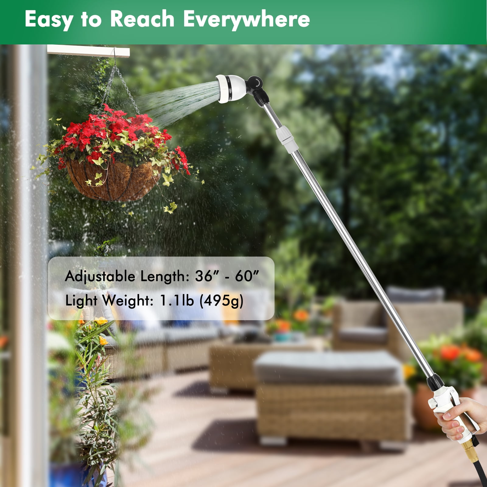 102.36inch Telescopic Sprayer Stainless Steel Spray Extension Pipe Multifunctional Irrigation Nozzle For - Patio, Lawn & Garden