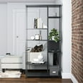 thumbnail image 4 of RealRooms Shadwick Metal Bookcase Room Divider, Black, 4 of 9