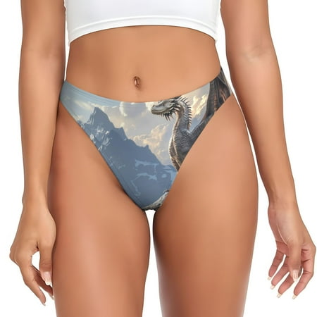Adobk Silver Dragon Mountain Peaks Print Seamless Women Underwear Thongs No Show Ladies Thong No Line Breathable Comfortable Panties Undies for Women-X-Small