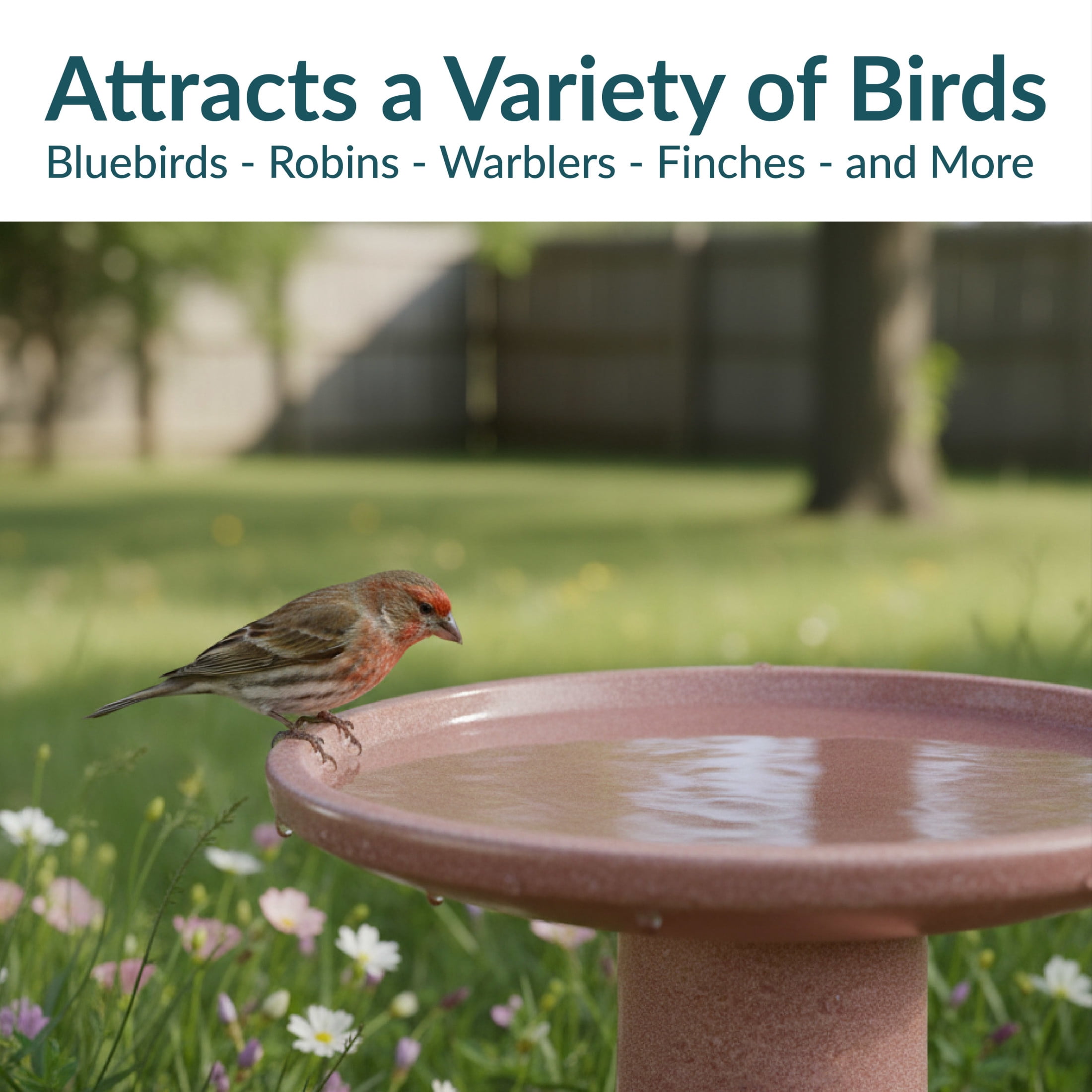 Sunnydaze Duo-Tone Freestanding Ceramic Outdoor Bird Bath, UV-Resistant Lava Finish
