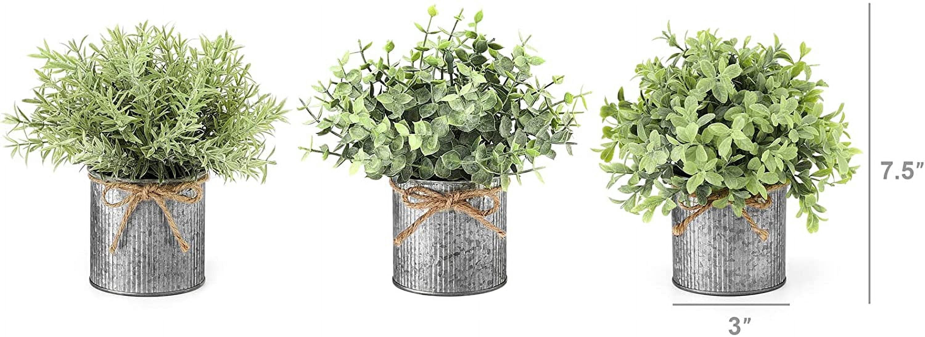 Mkono Fake Plants in Farmhouse Metal Pots Artificial Plants Table Centerpiece Home Decor, Set of 3
