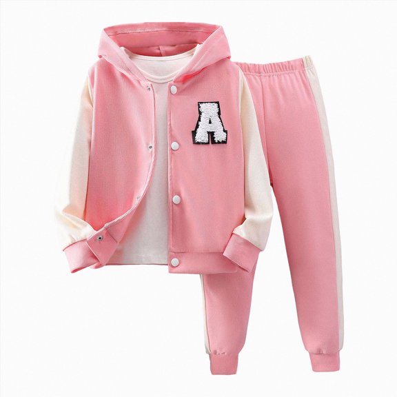 WUANDIXFA Toddler Baby Girls Clothes Long Sleeve Hoodie and Sweatpants 3T 4T 5T 6T 7T 8T Hooded Outfits Set,Pink,1-2 Years