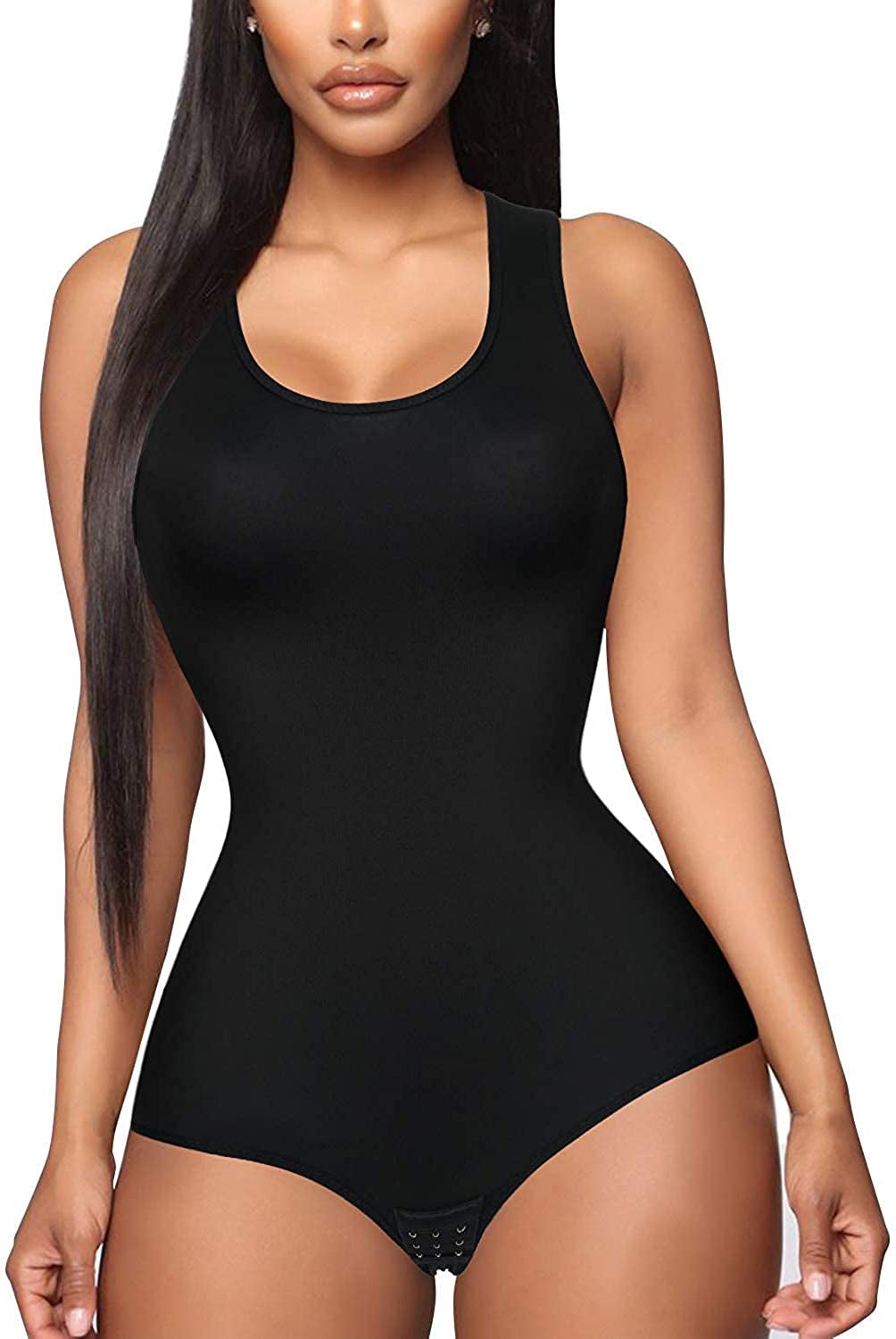 Junlan Shapewear Bodysuit Scoop Neck for Women Tummy Waist Trainer Vest Full Body Shaper(Black, S) - Walmart.com