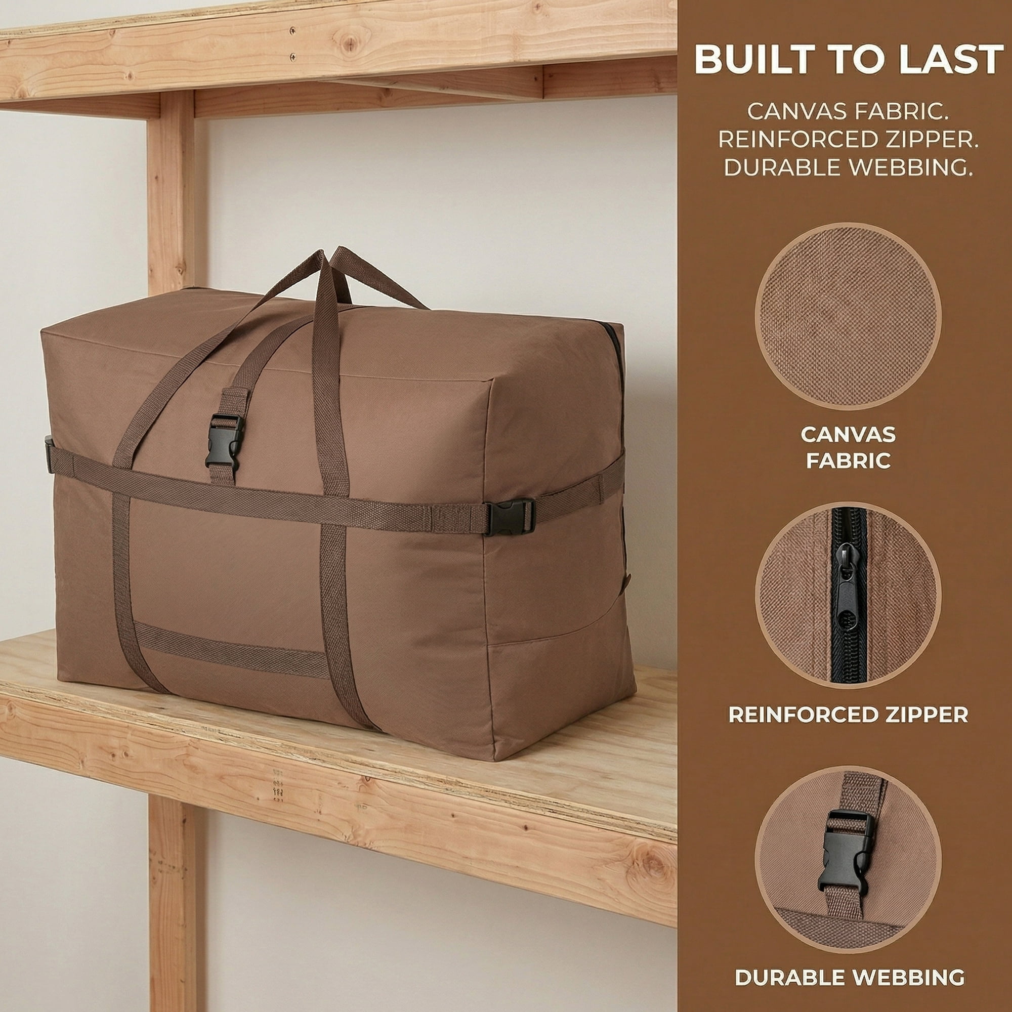 Unique Bargains Clothes Storage Oxford Moving Bag Khaki 27.6*13.8*18.9in