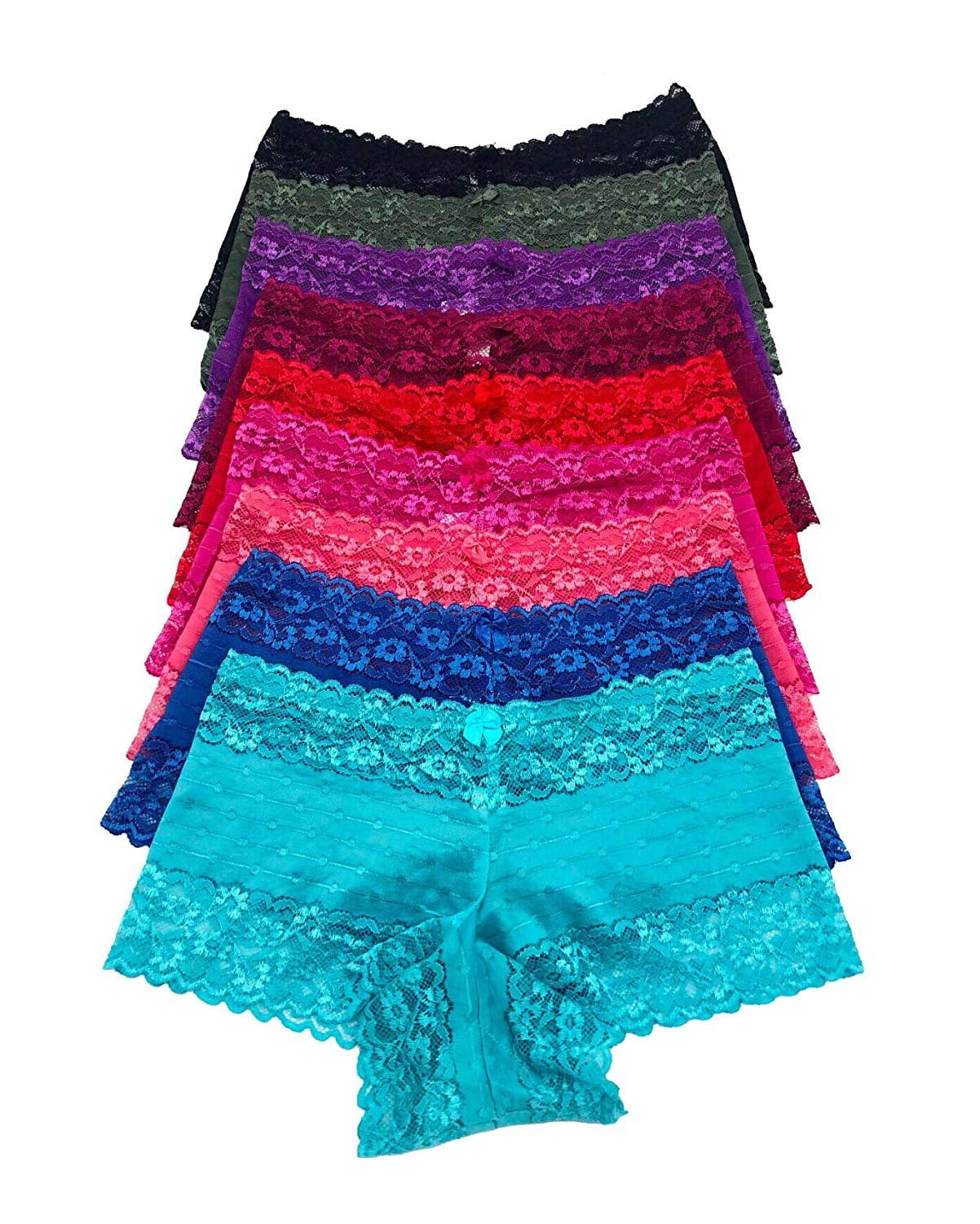 Iheyi Iheyi 6 Pack of Women's Regular & Plus Size Lace Boyshort