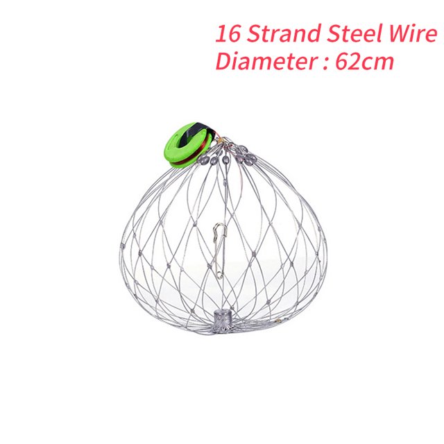 1 Pce Piège à Crabe Filet de Pêche Fermeture Automatique Piège à Crabe Cage de Capture Outils de Pêche Extérieur Piège en Acier Inoxydable Fil de 16 Filets à Crabe