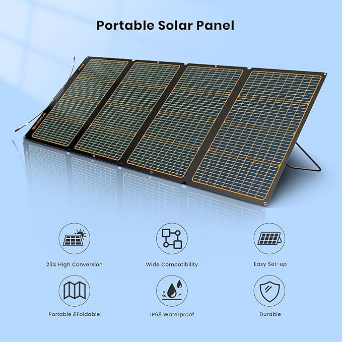 Flexsolar F240 240W Foldable Solar Panel, High Efficiency PV Module Power Charger with MC-4 Output, Adjustable Kickstands for RV Outdoor Camping