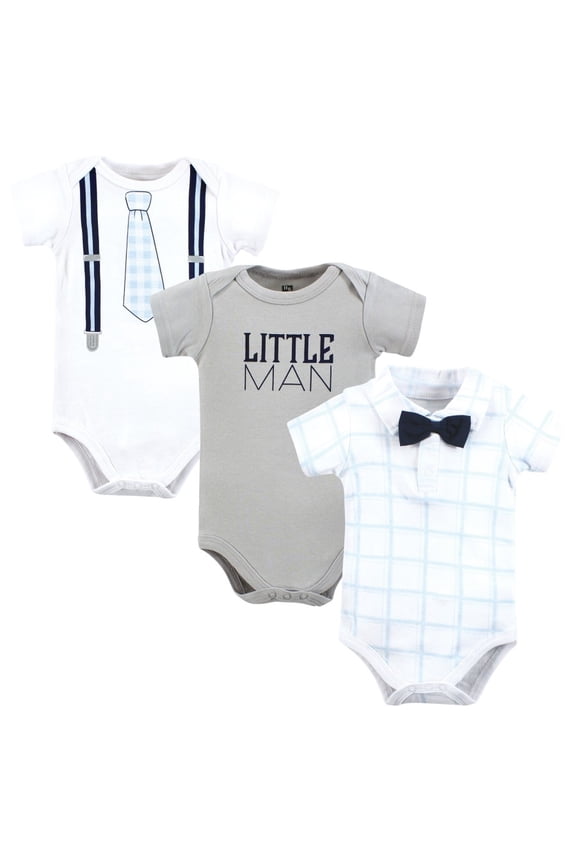 Infant Boy Cotton Bodysuits, Plaid Little Man Polo, 9-12 Months