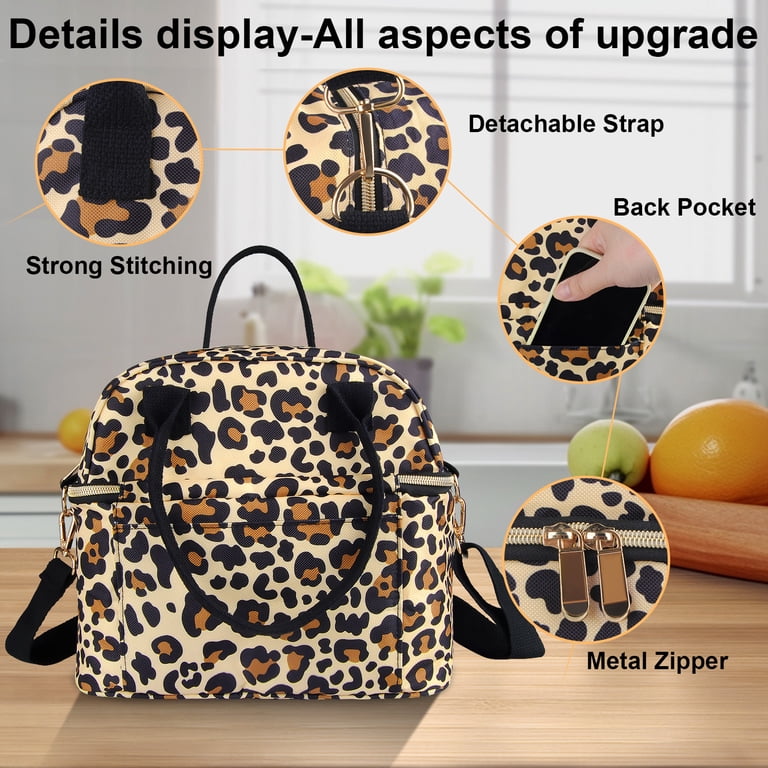 Large Insulated Lunch Bag, Leopard Pattern photo 2