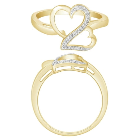 Diamond Two Heart Ring in 10 Karat Yellow Gold