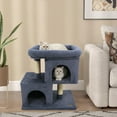 thumbnail image 4 of Gymax 25.5'' Cat Tree w/2 Large Condo Padded Top Perch Sisal Scratching Posts for Cats Grey, 4 of 10