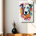 thumbnail image 4 of Thuan Bohemian Dog Flower Art Print Canvas, Wall art Painting Decor, Puppy Pop Art Home Decor Artwork For Bedroom Living Room Bathroom Decor, Puppies Colorful Photo, 4 of 6