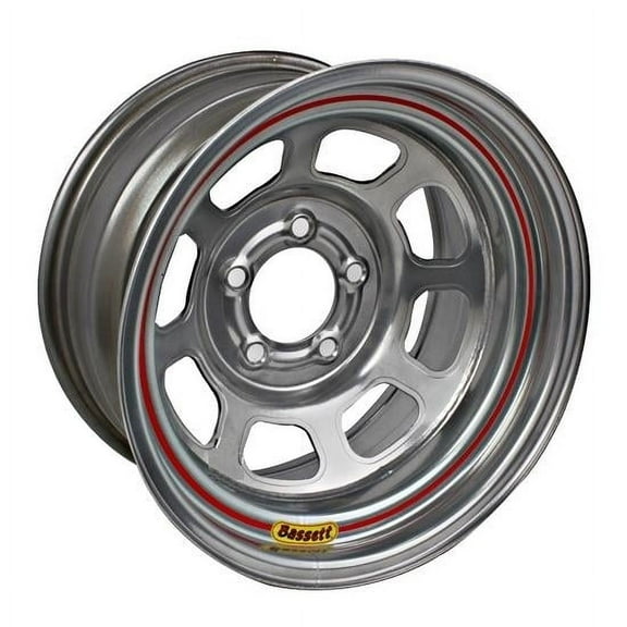 Bassett 57RN4S 15X7 DOT D-Hole 5x100 mm 4 In Bckspc Silver Wheel