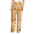 thumbnail image 3 of Uemuo Various Bread Pattern Women's Wide Leg Palazzo Lounge Pants with Pockets Light Weight Loose Comfy Casual Pajama Pants-Large, 3 of 9