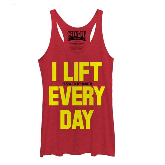 Women's CHIN UP Lift Pizza Every Day Racerback Tank Top Red Heather Small