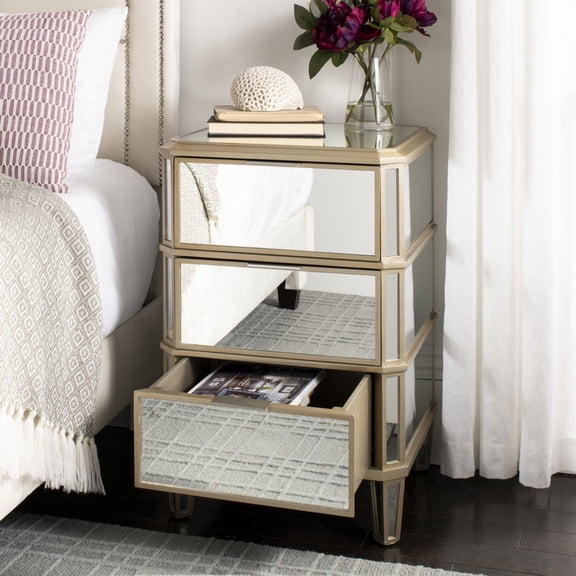Safavieh Giana 3-Drawer Modern Glam Mirrored Nightstand