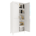 thumbnail image 5 of Metal Storage Cabinet with Doors and Adjustable Shelves,71'' 2 Shapely Doors Cabinet,5-Tier Tall Steel Locker for Bedroom,Living Room,Office,Home,White, 5 of 5