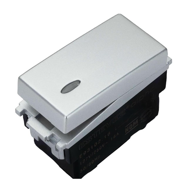 Interruptor Sencillo Con Piloto Alpha Lexan Silver