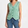 thumbnail image 6 of GUACER Gingham Plaid Vest for Women Sleeveless Button Down V Neck Blouse with Pocket Casual Summer Tank Tops, 6 of 8