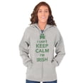 thumbnail image 4 of Funny St Pattys Keep Calm I'm Irish Zip Up Hoodie Men's Women's Brisco Brands S, 4 of 6