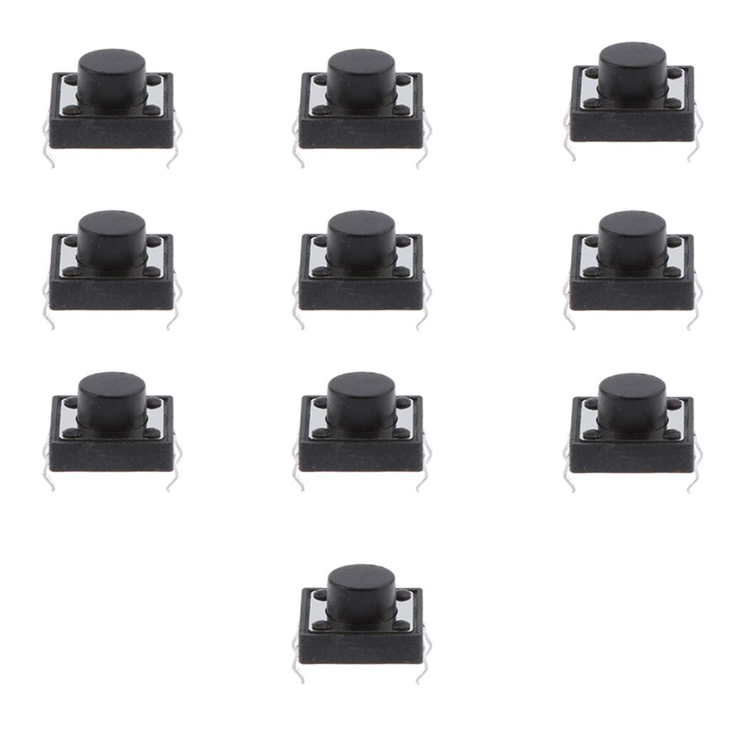 10 Pieces 12x12x10mm PCB Mount Momentary Push Button Tactile Tact Switch 