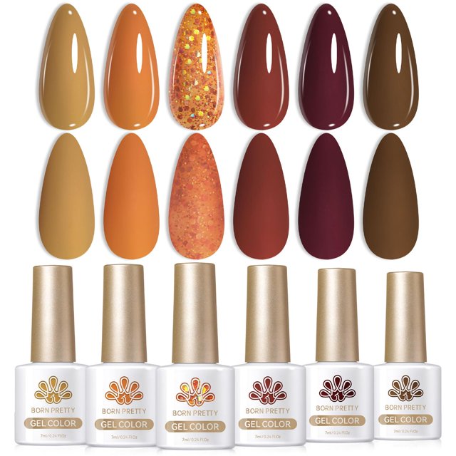 Set de esmaltes de uñas en gel Born Pretty Otoño-Invierno, 7 ml (6 unidades)