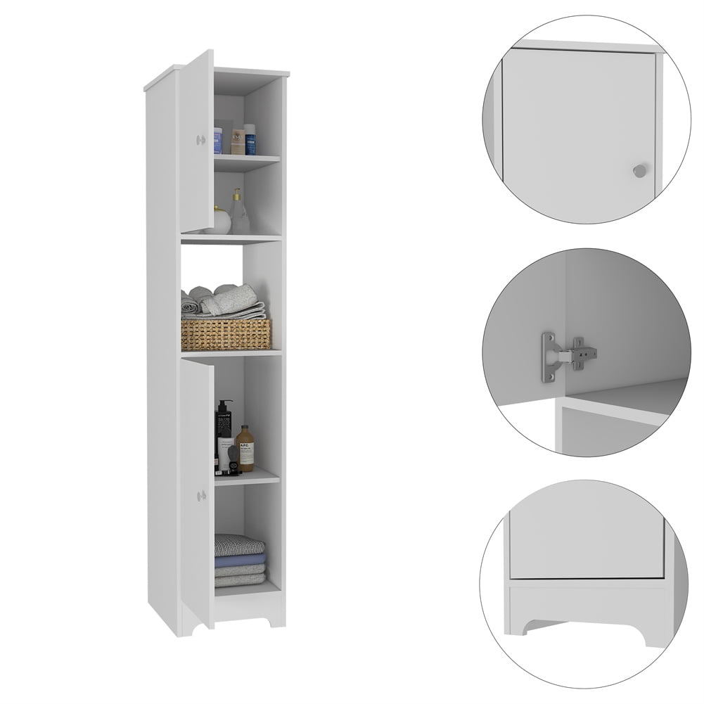 Cfowner 68" H Tall Bathroom Storage Cabinet w/ 2 Doors, Narrow Linen Tower Freestanding w/ Shelves for Home, Kitchen, Versatile, Anti-Tipping