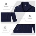 thumbnail image 5 of Men's Stand Collar Full Zip Jacket, Long Sleeve With Kangaroo Pocket, Regular Fit Contrast Sleeve Details, Office Outerwear For Male, 5 of 6
