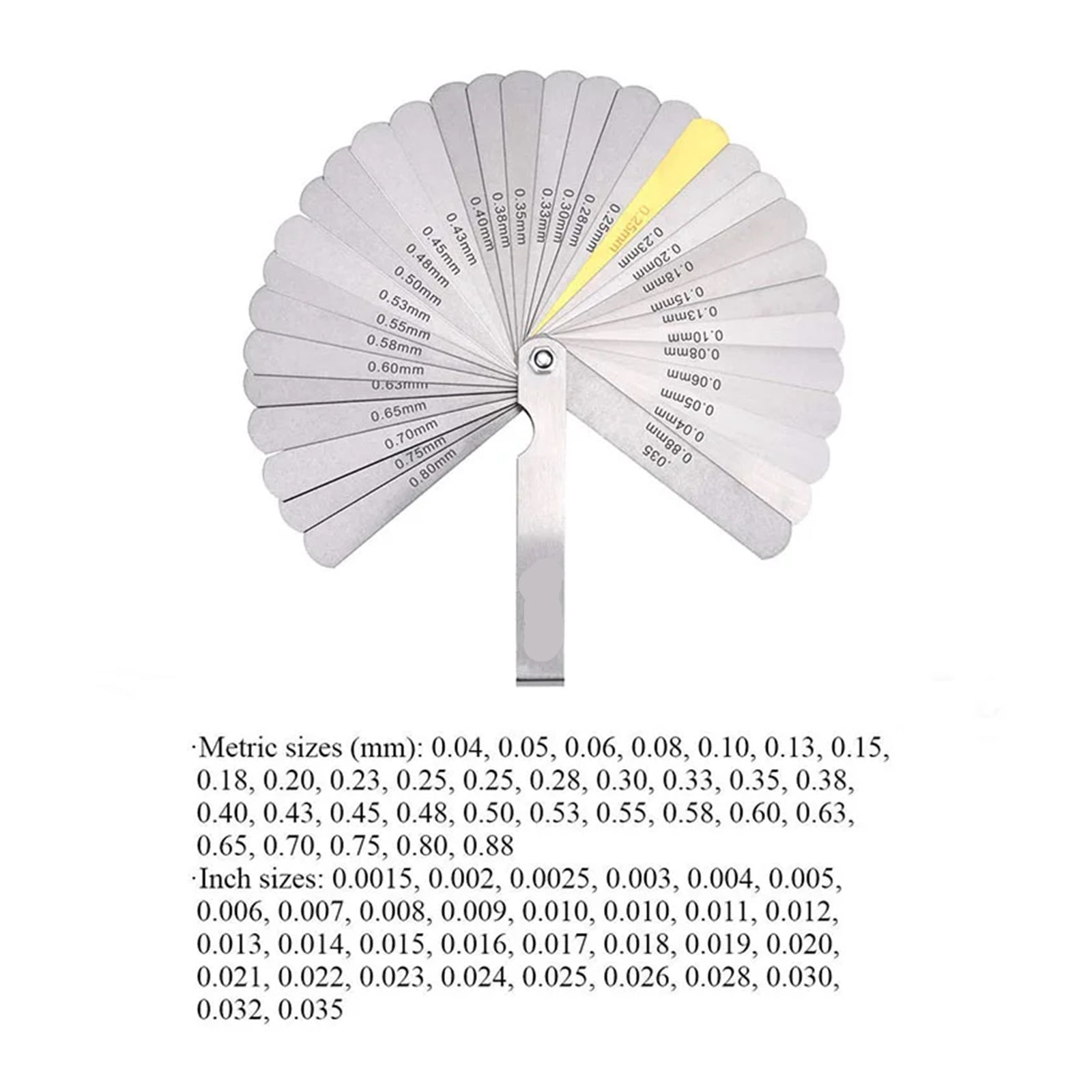 32 Blades Feeler Gauge Metric Gap Filler Gauge 0.04-0.88mm Stainless Steel High Precision Thickness Gauge Measurement Tool ,Easy Identification