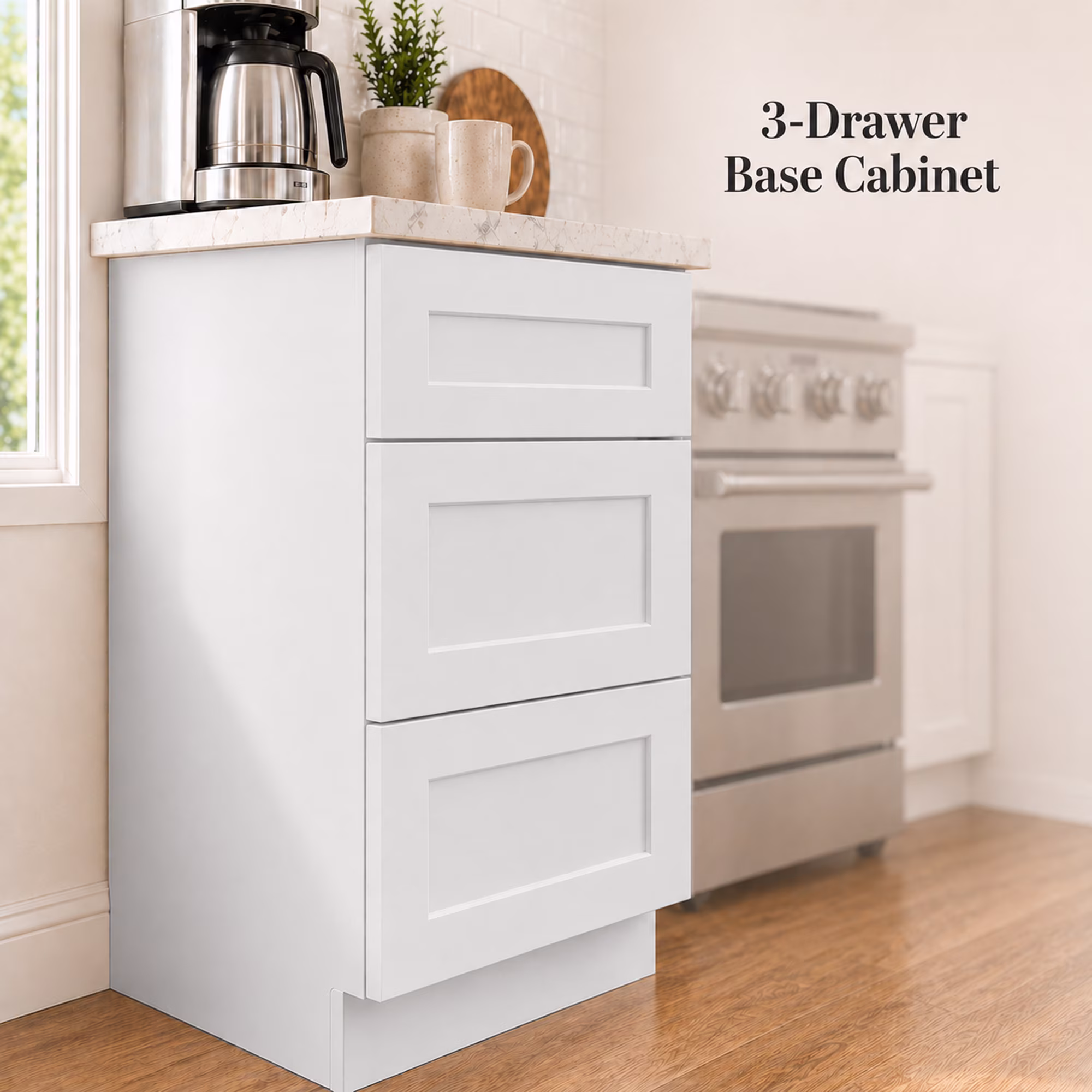 thumbnail image 5 of Modern 3-Drawer Kitchen Base Cabinet, Soft-Close Pots & Pans Storage (Available in 18" & 24" Widths), 5 of 6