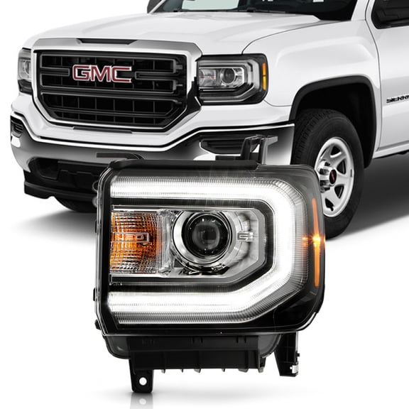 2016-2018 GMC Sierra 1500 HID/Xenon Type LED DRL Projector Headlight - Driver