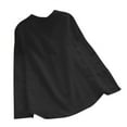 thumbnail image 2 of QHWAUAKFBN T Shirts For Women Loose Fit Cotton Linen Solid Long Sleeve Shirt Blouse Button Down Tshirts Top, 2 of 4