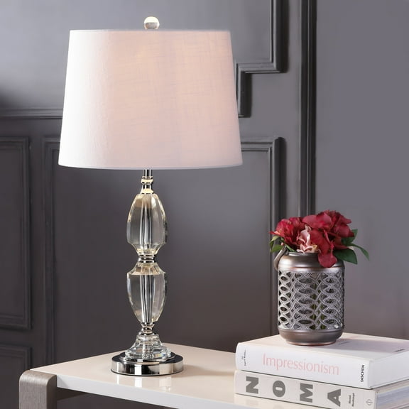 JONATHAN Y Graham 27" Crystal LED Table Lamp, Clear/Chrome, JYL2039A