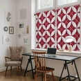 thumbnail image 5 of Red Geometric Kitchen Curtains 54 Inch Length, Vintage Rhombus Circle Texture Tiers Curtains for Bathroom Bedroom Cafe, Light Filtering Small Window Treatment Short Tiered Drapes 2 Panels 42"Wx54"L, 5 of 8