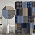 thumbnail image 4 of Navy Blue Gingham Shower Curtain Set - Small 36" x 72" Washable Bathtub Curtain with 12 Hooks, Abstract Plaid Solid Color Patchwork Waterproof Fabric Stall Shower Curtains for Bathroom/Bathtub Décor, 4 of 8