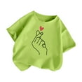 thumbnail image 3 of Toddler Shirts Kid Leisure Graphic Fashion Round Neck Short Sleeve Tee Summer Wear Girls Tops Light Green 11 Years-12 Years, 3 of 5