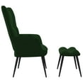 thumbnail image 2 of vidaXL Relaxing Chair with a Stool Dark Green Velvet, 2 of 7
