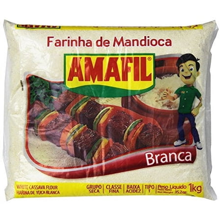 Amafil Farinha de Mandioca Branca White Cassava Flour Harina De Yuca Blanca PACK 35.2oz 1kg, 70.4 Ounce, (Pack of 2)