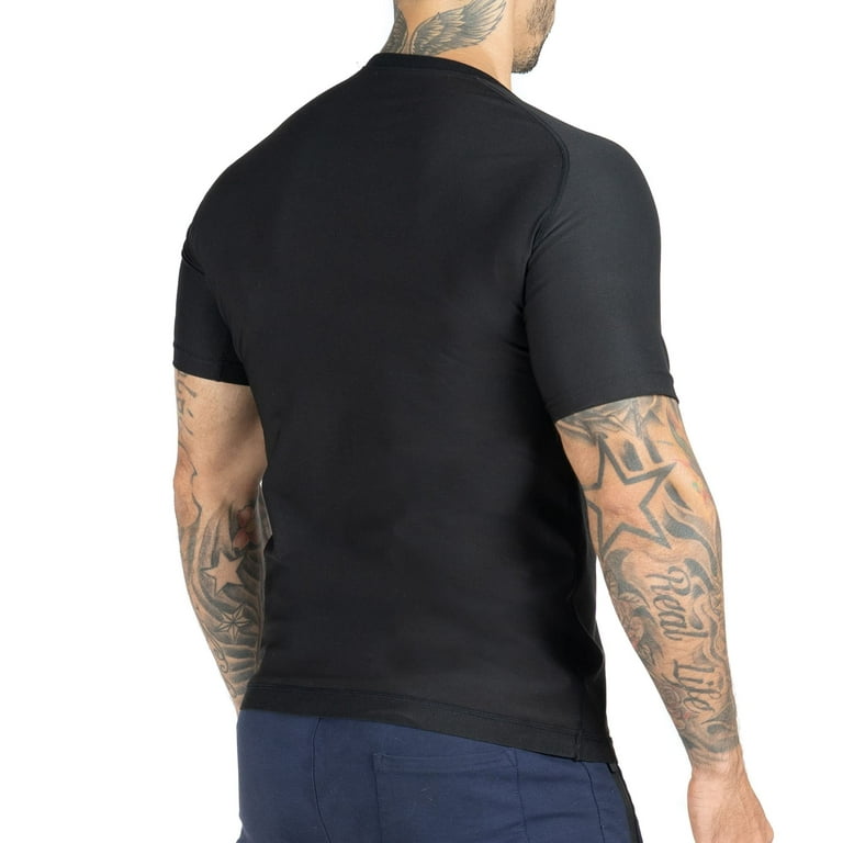 Kewlioo Mens Sauna Suit Shirt - Heat Trapping Sweat Compression Apparel  Vest, Shapewear Top, Gym Exercise Versatile Heat Shaper Jacket (Black, L) 