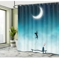 thumbnail image 4 of Ambesonne Teal Shower Curtain, Lover Climbing to the Moon, 69"Wx75"L, White and Teal, 4 of 4