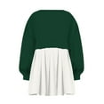 thumbnail image 3 of Womens Oversized Sweatshirt Dress Long Flowy Patchwork Pullover Tops Cute Drop Shoulder Sweatshirts Fall Long Sleeve Mini Dress Teen Girls Crewneck Solid Tunic Pleated Loose Clothing Beig, 3 of 5